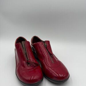Cole Haan Shoes Womens 8.5 B Red Patent Leather Zip Front Waterproof Wedge